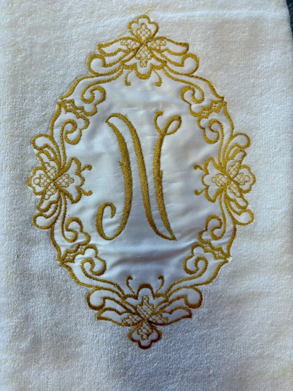 Vintage Barth & Dreyfuss Gold Monogrammed “N” Royal Terry Bath Towel~Made in USA